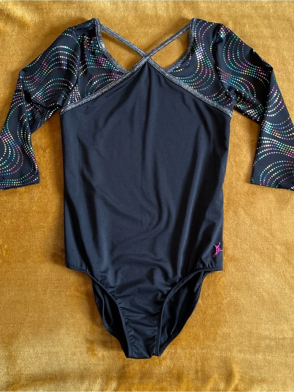 CAPEZIO Future Star Dance Leotard Black LARGE 10/12 Gymnastics Long Sleeve
